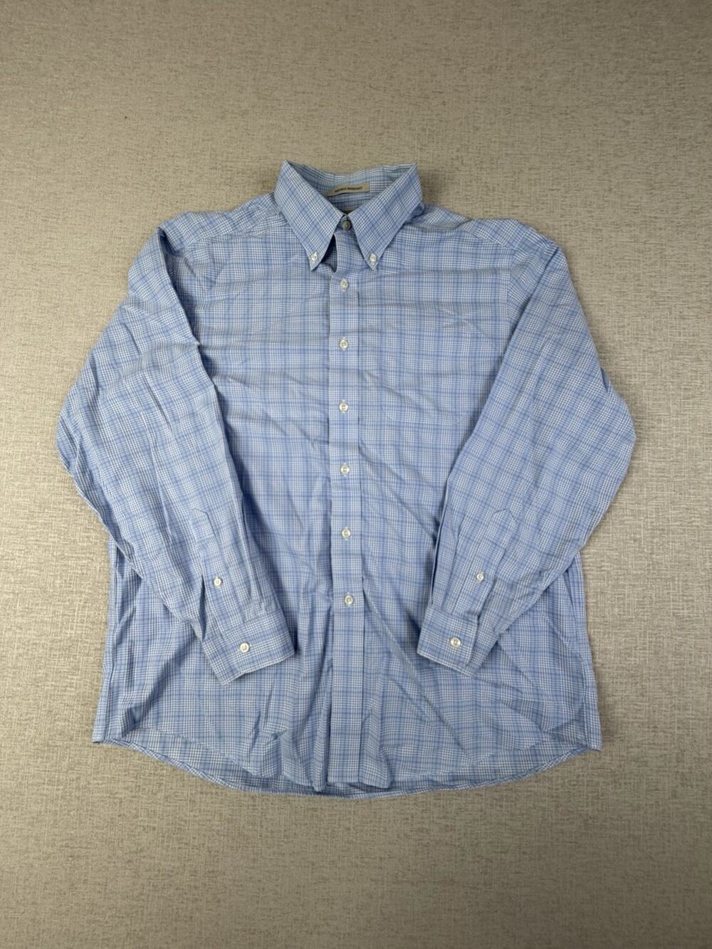 L.L.Bean Men’s Large Regular Blue Plaid Wrinkle Resistant Button Down Shirt